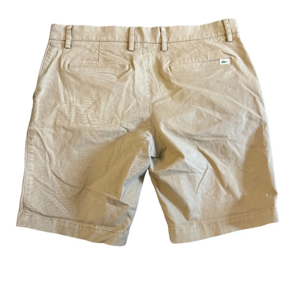 Lacoste Men’s Slim Fit Tan Shorts – Short 9” Inseam, Size 34